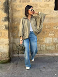 Green Ruched Puffer Jackets for Women Puffy Oversized Jacket for Woman Coats Demi-season Jacket for Women New in Outerwears 2026