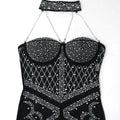 Sheer Mesh Rhinestone Bodysuit Shorts Jumpsuit Birthday Outfit Sparkly Sexy Club Body Romper One Piece Party Overalls