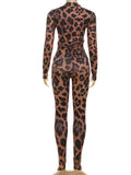 Hipster Leopard Print 2-Piece Set Women o-Neck Crop Top+Leggings Matching Sexy Stretch Skinny Street Clubwear Outfits