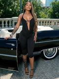 Sexy Swing Collar 2 Piece Set Women New Trend Hollow Halter Bandage Sleeveless Tank Top+Mid-Length Shorts Streetwear