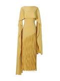 Elegant Luxury Dinners Red Maxi Dress for Women Sleeveless Cape Design Full Fringe Skirt for Fashion Parties Events