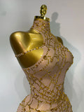 Women Luxury Black Mesh See Through Crystal Diamond Bodycon Dress Sexy Evening Party Club Nightclub Dress Singer Stage Costume