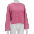 Women's Pink Lace-up Backless Knitted Sweater Long Sleeve Pullover Knitwears Loose Pullovers Top White Jumpers Autumn Clothing