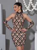Women Luxury Sexy Mesh Crystal Diamonds sequin Mini Dress Birthday Party Costume Bar Nightclub Stage Performance Clothing