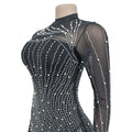 Women Mesh See Though Diamonds Hot Rhinestones Pearl Beading Tassel Bodycon Mini Dress Vestidos Sexy Party Evening Dresses