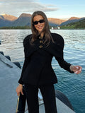 Black Luxurious Coat for Women V Neck Long Sleeve Patchwork Buttons Tunic Cape Style Short Jacket Female Autumn New