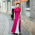 Autmn Winter New Vietnam Aodai Traditional Chinese Improved Qipao Women Embroidery Cheongsam Dress Banquet Evening Dress