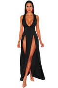 Fashion Elegant Summer Dress 2026 Women Sexy High Slit Bodycon Bandage Dress Night Club Party Long Maxi Dress
