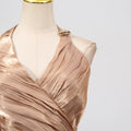 Solid Evening Spliced Folds Dress for Women Halter Sleeveless High Waist Pachwork See Through Backless Maxi Dresses Female