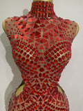 Luxury Shiny Mirror Rhinestones Hollowed-out Long Dress 2026Women Celebrity Evening Party Catwalk Prom Stage Photo Shoot Dresses