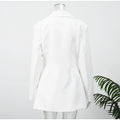 Lady Solid Waist Cinching Blazer Dress Fashion Full Sleeve Lapel V-neck Double Breasted Slim Vestidos 2026 Office Street Gown