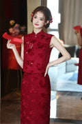 New Chinese Style Improved Sleeveless Wedding Cheongsam Autumn New High-end Wedding Banquet Toast Dress Women Qipao Dress