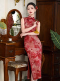 Improved Chinese Dress Sexy Sleeveless Qipao Evening Party Dress Vestidos Women Summer Jacquard Vintage Slim Cheongsam Gown