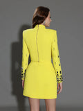 Two Piece Sets for Women Stand Collar Long Sleeve Spliced Diamonds Top High Wiast Mini Skirt Elegant Outfit Female