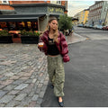 Stand Neck Glossy Surface Padded Cotton Short Coat Women Full Sleeve Thicken Pockets Jackets Coat Female Winter Chic Streetwear