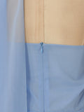 Light Blue Ruched Bodycon Mermaid Maxi Dress for Women for Cape Sleeve Design Draped Skirt for Red Carpet Award Ceremonies