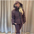 Ski Parkas Coat Jacket Women Zipper Belts Thicken 2025 Winter Skiing Cotton Lapel Snow Female Skiwear Outdoor Street Outwear Top