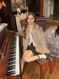 Women's Faux Fox Fur Coat Long Sleeve Lapel Collar Fluffy Thick Warm Short Mid Fall Winter Daily Street Fashion Outerwear 2026