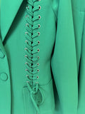 Women’S Designer 2-Piece Set Single Breasted Lace Up Decoration Blazer High Waist Wide Leg Pants Formal Party Suit Outfit