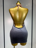 Women Sexy Halter Crystal Bodycon Mini Dress Celebrate Nightclub Performance Stage Outfit Luxury Birthday Photo Shoot Dress
