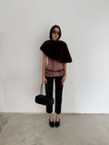 Elegant Fur Shawl Skirt Women's Suit Fashionable Solid Loose Shawl Fitted Fur-Lined Midi Skirt Set Autumn Winter Female