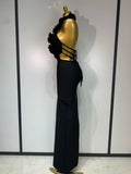 Luxury Birthday Dress Women Celebrity Sexy Halter Backless Flower Long Bandage Bodycon Dress 2025 Elegant Evening Party Outfit