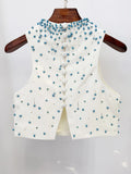 Heavy Industry Nail Bead Vest Top Split Skirt Two Piece Set Women's Fashion Female Outfit