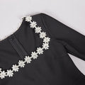 Elegant Mini Square Collar Diamond Evening Dress Short A-Line Long Sleeves White Pocket Princess Prom Gowns 2024 New