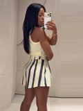 Boho Colorful Stripe Midi Skirt Set Turn Down Collar Single Breasted Long Sleeve Shirt Fitted Waist Flowy Women Skirts Outfits