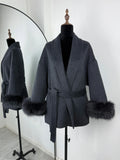 Fox Fur Woolen Coats Women's Short Coat Office Lady Removable Elegant Double-sided Wool Overcoat 2026 New Cardigan Jacket