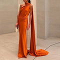 Solid Slimming Chic Dresses for Women Shawl Collar Sleeveless Off Shoulder High Waist  Long Dress Female