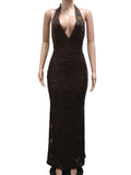 Sexy backless long party dresses for woman summer sequin club birthday dress women elegant cocktail evening prom dresses vestido