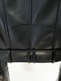 2026 New Slim Double Dreasted Pu Faux Leather Short Jacket with Belt Streetwear Female Retro Moto Biker Coat Outwear