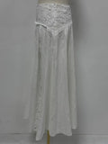 Beach Holiday Skirt Suit for Women Folds Tube Top High Waist Spliced Lace Long Skirt White Two Piece Set Female New