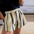 Boho Colorful Stripe Midi Skirt Set Turn Down Collar Single Breasted Long Sleeve Shirt Fitted Waist Flowy Women Skirts Outfits