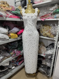 Sexy White Dress With a One-Shoulder Collar, Flower And Pearl Decoration, Tight Bandage And Long Dress For Evening Wear