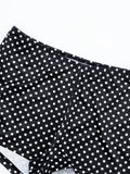 Sexy Polka Dot 3-Piece Set Women Cape Sleeves+Chest Wrapped+Shorts Matching Sweet Simple Basic Stretch Skinny Outfits