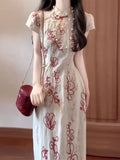 Olive Girl Red Embroidered Qipao for Garden Wedding 2026 Fairycore Photoshoot Everyday Wear S-XXL XS-3XL Plus Size Hand Embroidered Romantic Garden Party Editorial Not Costume Qipao Cheongsam Chinese Dress Chinese Heritage Fashion Women