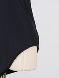 Colorblock Sexy Bodysuits For Women Diagonal Collar One Shoulder Sleeve High Waist Slimming Bodysuit Female Fashion Style