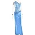 Solid Slimming Dresses for Women Slanted Collar Sleeveless High Waist Temperament Dress Female Fashion