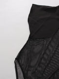Black Loose Spliced Mesh Jumpsuits for Women Stand Collar Sleeveless Sexy Temperament Jumpsuit Female Fashion New