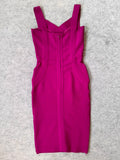 Sexy Fuchsia Cross Bandage Dress 2023 Spring For Women Tight Girl Quality Bodycon Dress Office Lady Slim Vestido Elegant