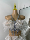 Women's Clothes Sparkly Halter Rhinestones Luxury Evening Party Birthday Mini Dress Night Club Show Performance Wear