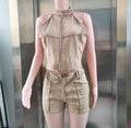 Distressed Style Denim 2 Piece Set Women Zipper Cardigan Sleeveless Crop Top+Skinny Shorts Hottie Street Hipster Suit