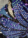 Purple Shining Rhinestones Women Sexy Strapless Mesh See Through Bodycon Long Maxi Dress Celebrate Nightclub Party Birthday Wear