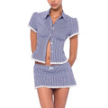 Solid Two Peice Set for Women Lapel Short Sleeve Shirt Low Waist Spliced Fungus Edge Mini Skirt Sweet Suit Female