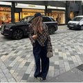 American Retro Sexy Plaid Shirt for Women Lapel Long Sleeve Loose Street Hot Girl Shirts Female Autumn Clothes New