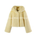 Winter 2026 Sweet Girls Pink Hooded Cropped Eco Fur Coat Women Thick Warm Fluffy Faux Fox Jackets Short Overcoat Female