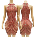 High-End Luxury Performance Clothes Nightclubs  Full Of Diamonds Neck Skirts Female Singers Models Catwalk Vestido De Luxo Festa