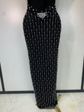 Women Sexy Black Sleeveless Backless Beading Bodycon Long Bandage Dress Evening Party Birthday Dress Elegant Knitted Vestidos i